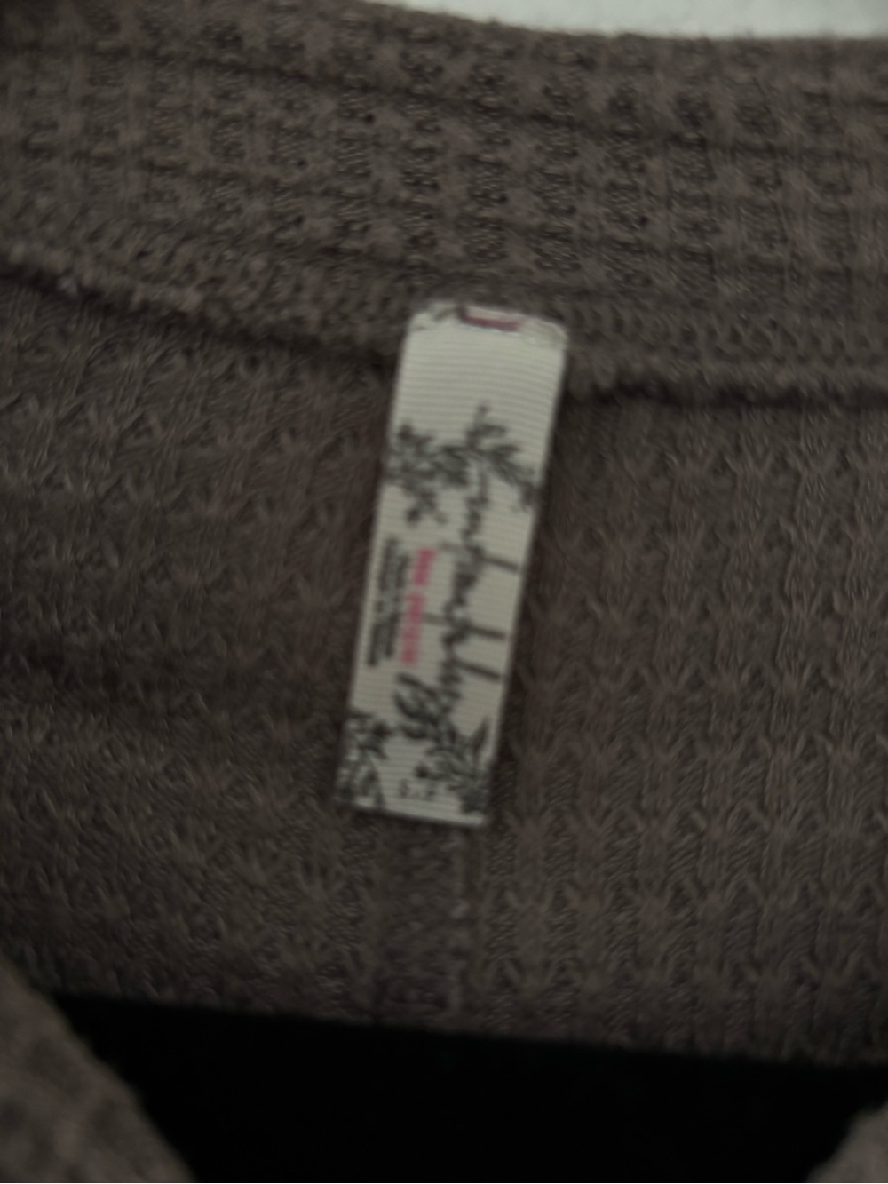 Intimately Free by Free people Waffle Knit Henley Long Sleeve Top - taupe Small - Picture 4 of 5